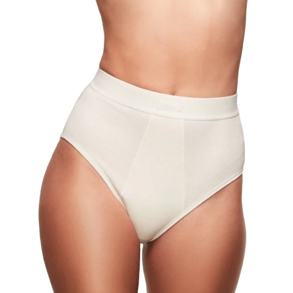 SKIMS Cotton Rib High Waisted Boyfriend Panty Brief Underwear Bone NIP - Picture 2 of 8